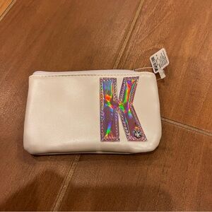 Claire’s White Faux K Leather Pink Initial Coin Purse